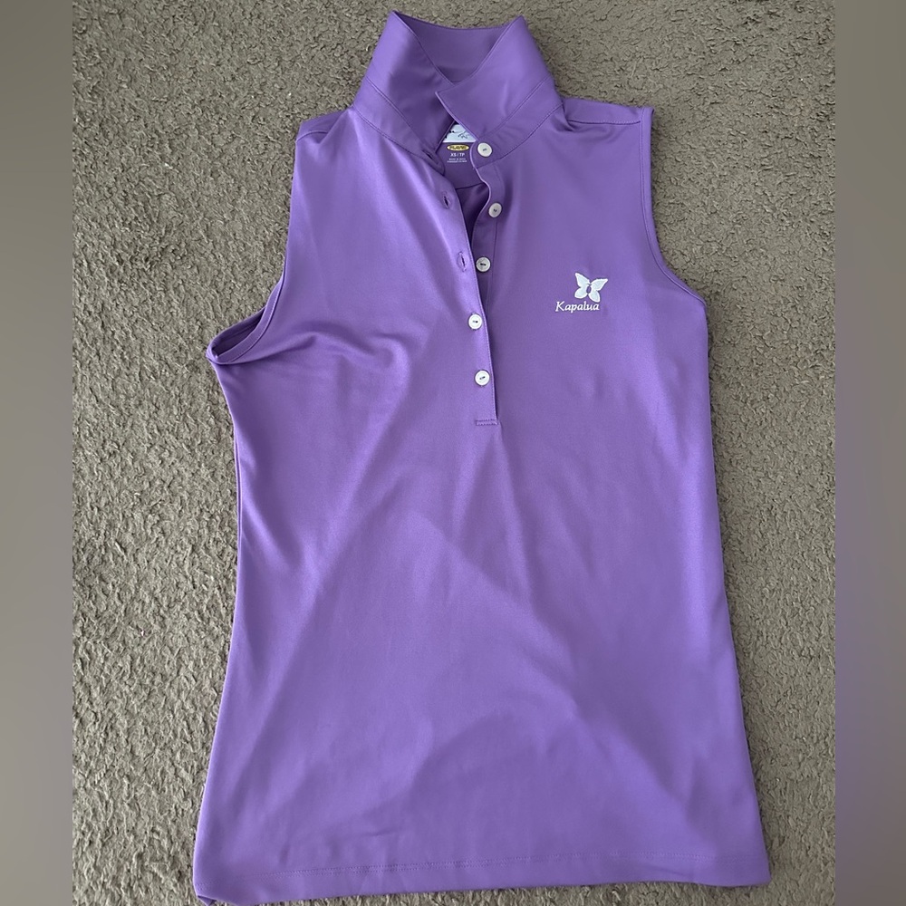 Greg Norman Women's XS Purple Performance Golf Polo, Kapalua Golf Course Logo